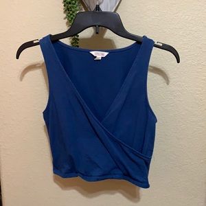 Sleeveless Wrap Cropped Top (navy blue)